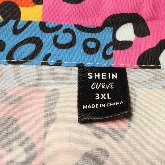 SHEIN Patchwork-Style Collared Button-Down Long Sleeve Blouse 3XL - Picture 4 of 8